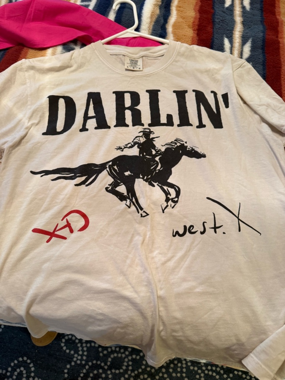 Comfort Colors DARLIN' Western Cowboy Graphic Tee - White with Black & Red Print
